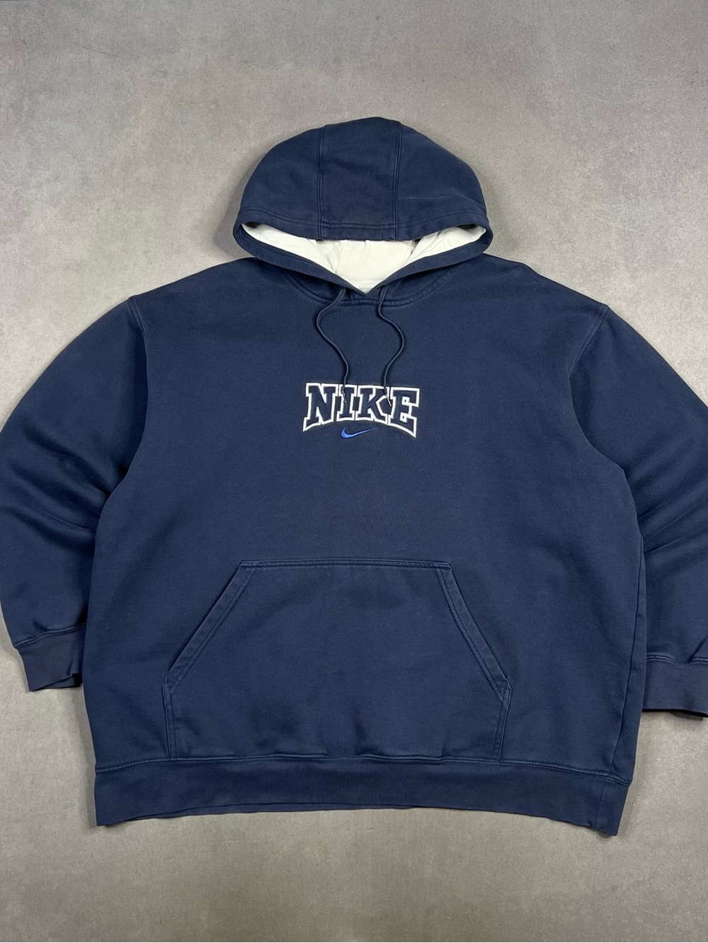 Nike Navy Blue Pullover Hoodie with White Lined Hood Vintage